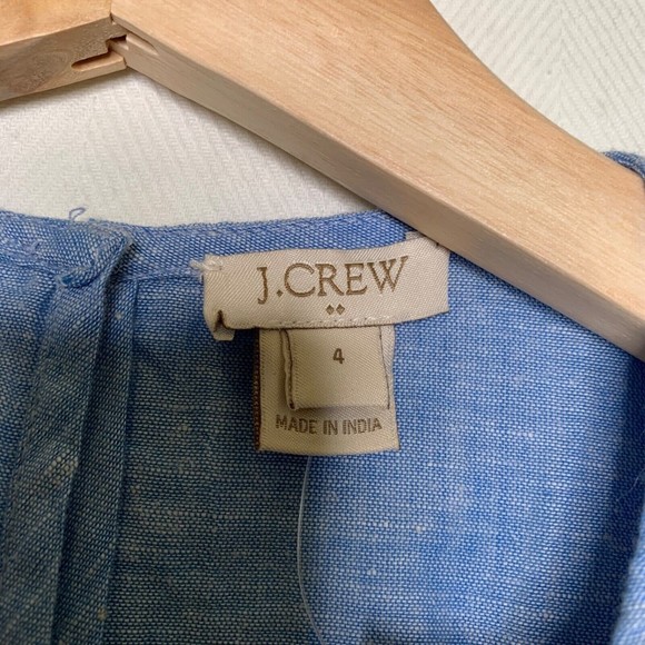 J Crew Embroidered Chambray Shirt Women's Blue Linen Blend Boho Sz 4 NWT - Picture 10 of 10